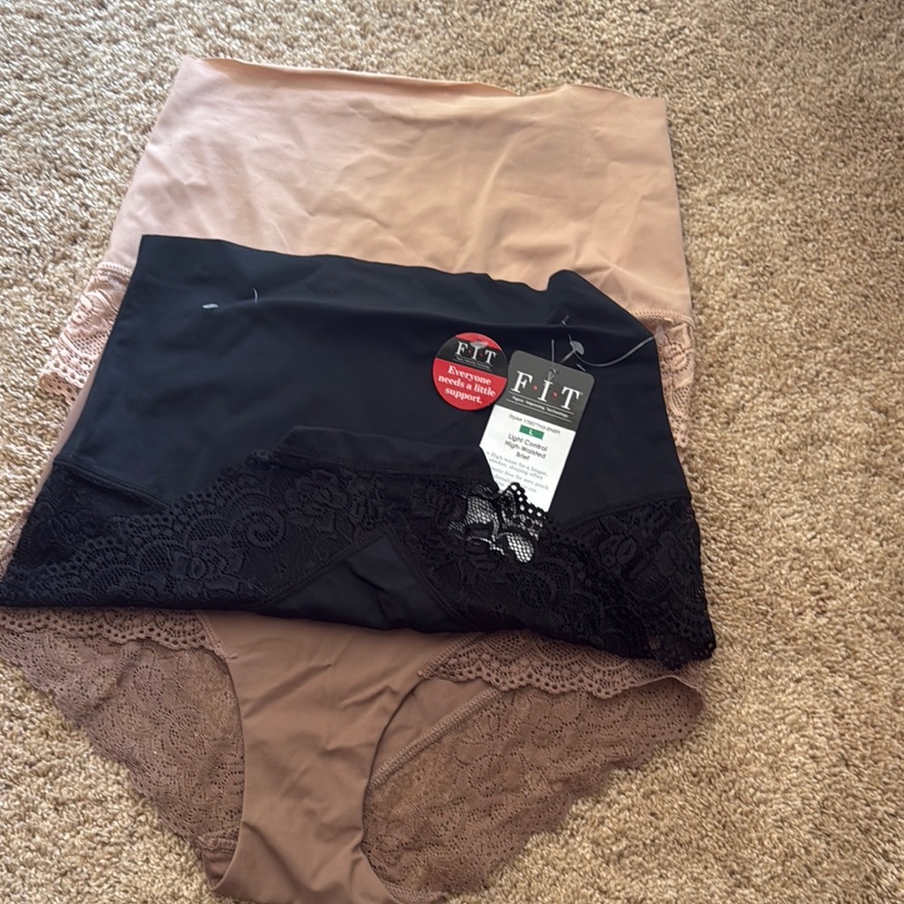 Black and Tan Lace High-Waist Panties